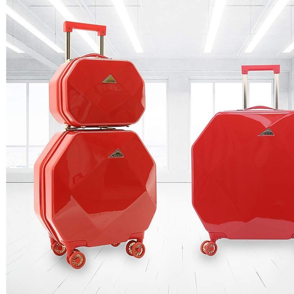 Kensie Gemstone Red Octagonal 2pc Luggage set